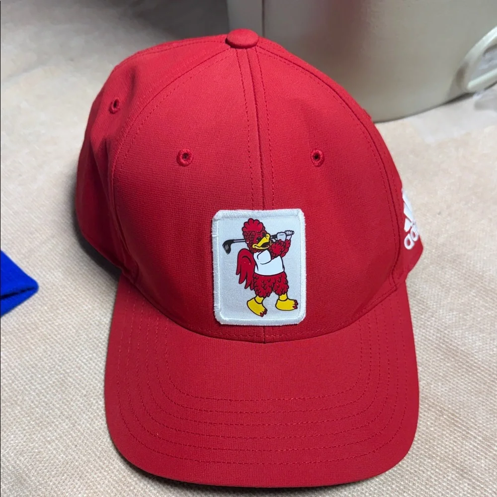 Adidas Red Cap with Fun Cartoon Design